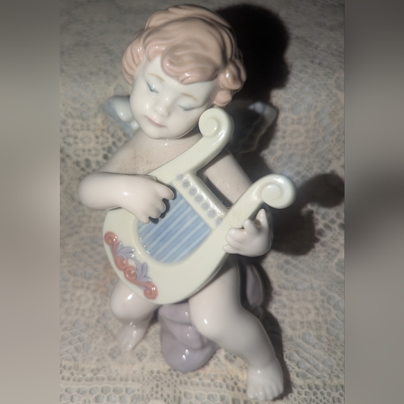 Lladro Cherub Angel Adagio with harp. 6628 - Picture 5 of 10